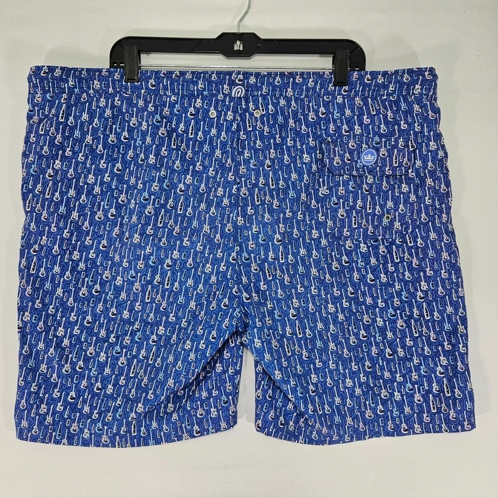 Peter Millar Men's Swimming Shorts Draw String Guitar Print about 2XL‎